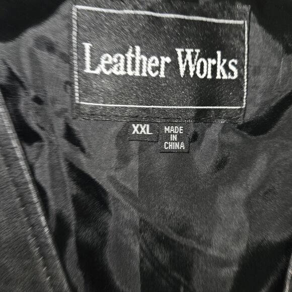 Leather Works Black Leather Men's Biker Vest Size XXL - Picture 5 of 7